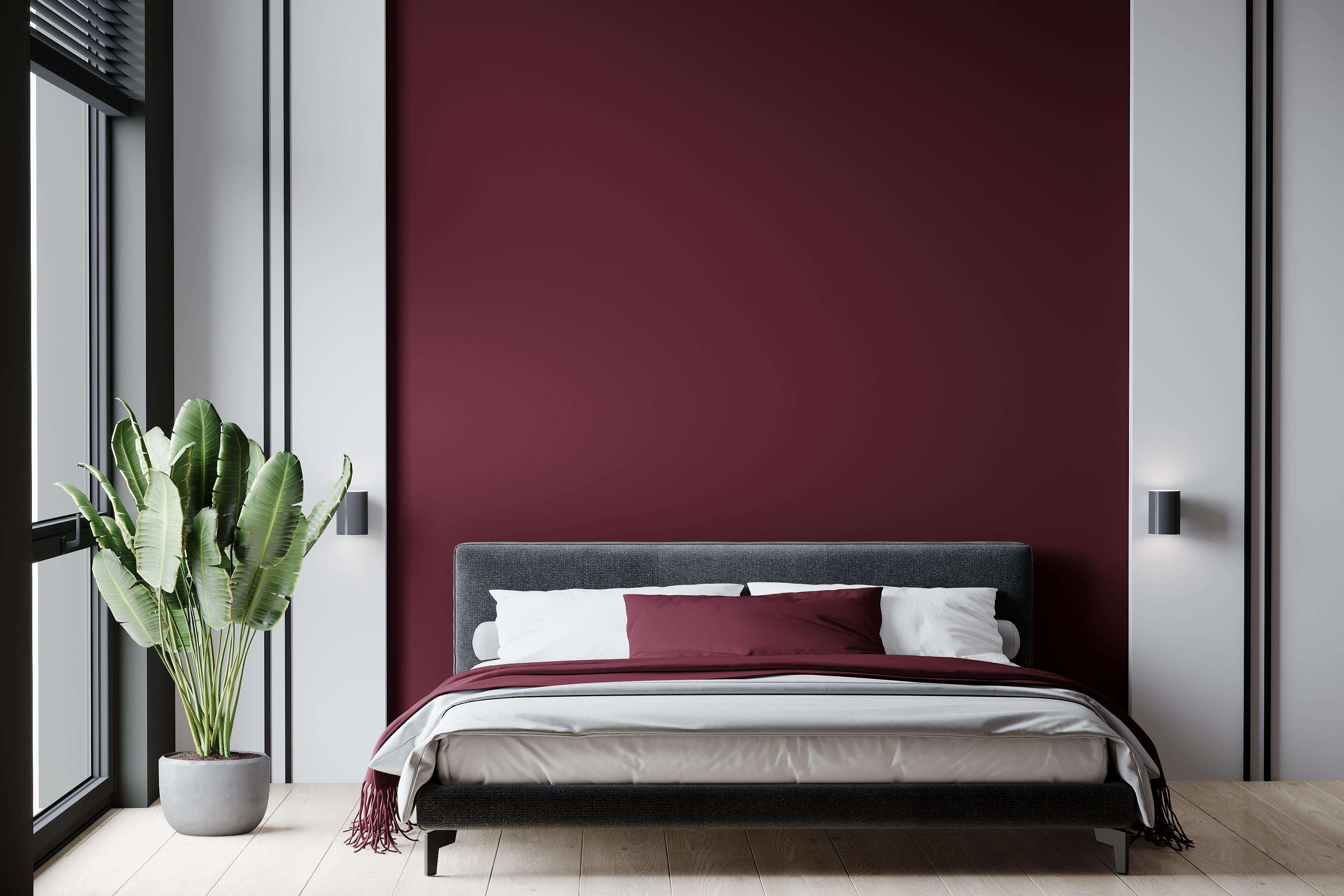 Stylish Burgundy Master Bedroom Design