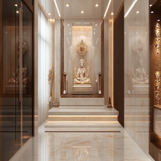 Modern Pooja Room Design With A Glossy Finish