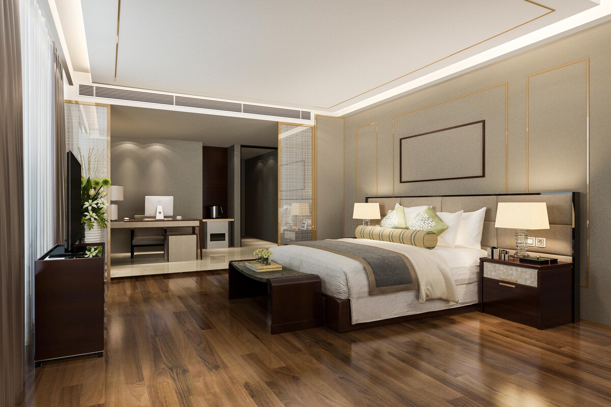 Master Bedroom Design with Wooden Flooring Master Bedroom Design with Wooden Flooring