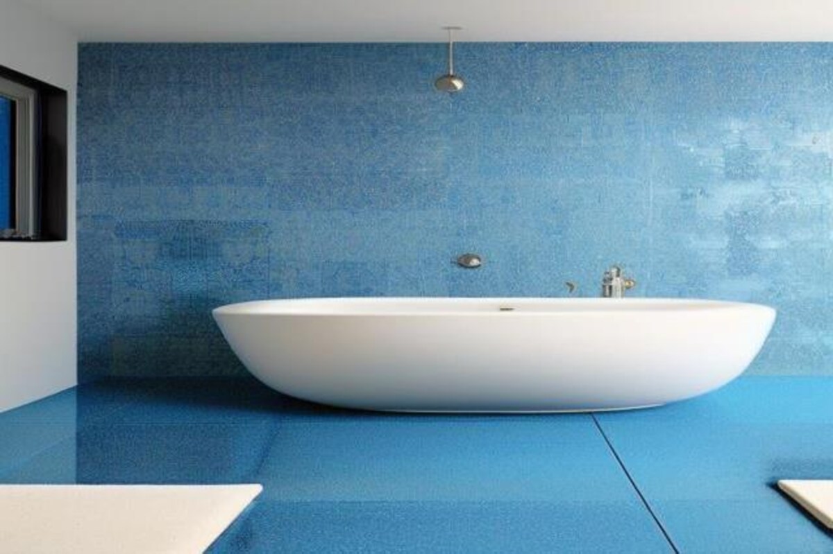 Luxurious Bathroom Design with Blue Floor Tiles Luxurious Bathroom Design with Blue Floor Tiles