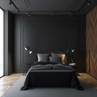 Master Bedroom Design with a Black Headboard