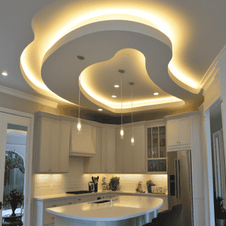 Contemporary Dual Double-Layered Ceiling Design For Kitchens