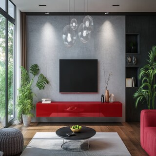 Modern Red and White TV Unit Design