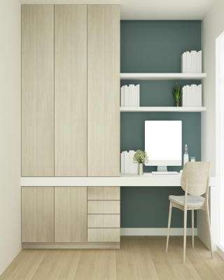 Modern Wardrobe Design with Wall Mounted Study Table