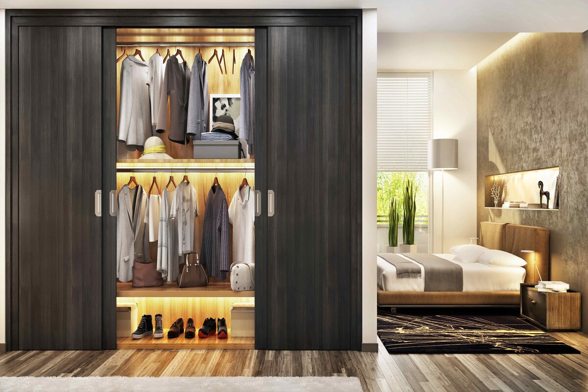 Subtle Black Sliding Door Wardrobe