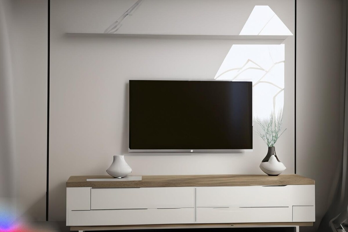 Sophisticated TV Unit Design in White Laminate