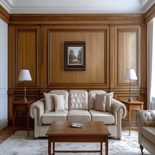 Traditional Wall Design For Living Rooms With White Wall Paint And Wooden Panelling