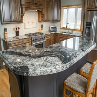 Contemporary Open Kitchen Design with Granite Countertop