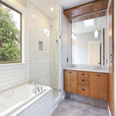 Contemporary Bathroom Design With Square Mirror