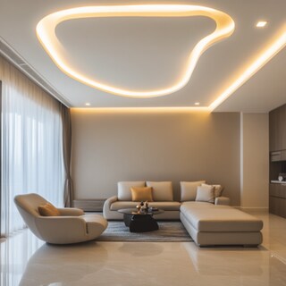 Contemporary Peripheral POP Ceiling Design With Cove Lights