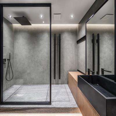 Contemporary Bathroom Design With Glass Partition