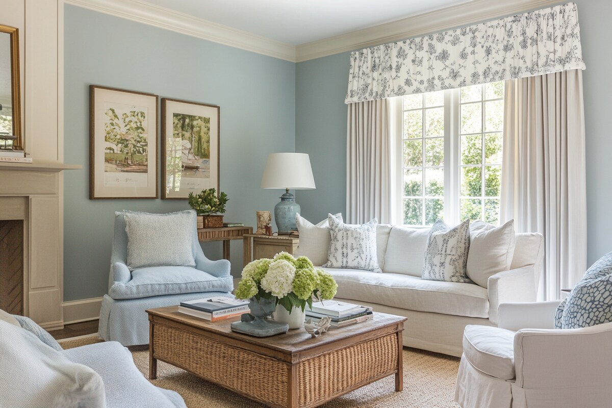 Modern Pastel Blue Wall Paint Design for a Fresh Living Room Look