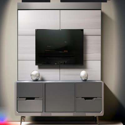 Modern TV Unit Design in Grey with a metallic finish