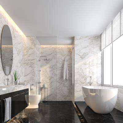 Luxurious Bathroom Design with Marble and Recessed Lighting