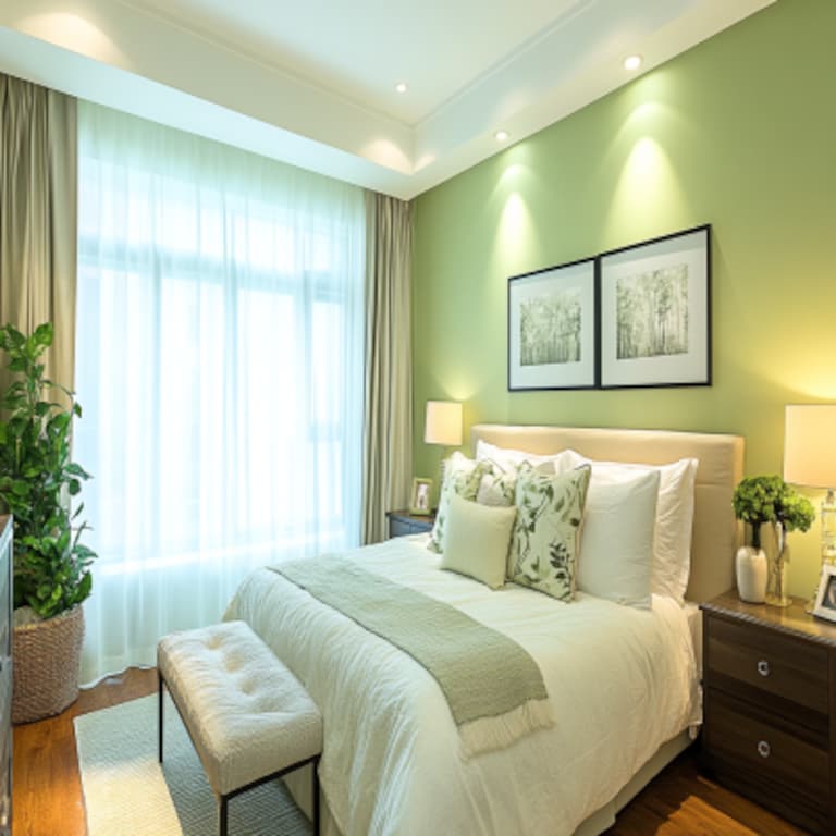 Modern Light Green Living Room And Bedroom Wall Paint Design