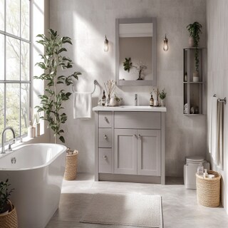 Sleek and Contemporary Bathroom Design With Vanity and Cabinets