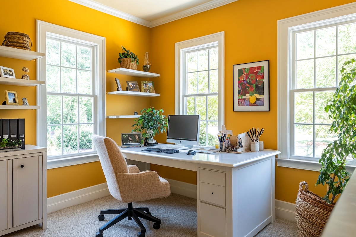 Modern Jester Yellow Wall Paint Design For Home Offices