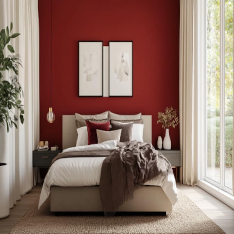 Contemporary Red Bedroom Wall Paint Design