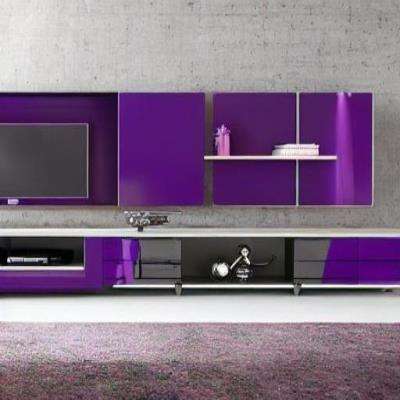 Industrial TV Unit Design in Violet Laminate