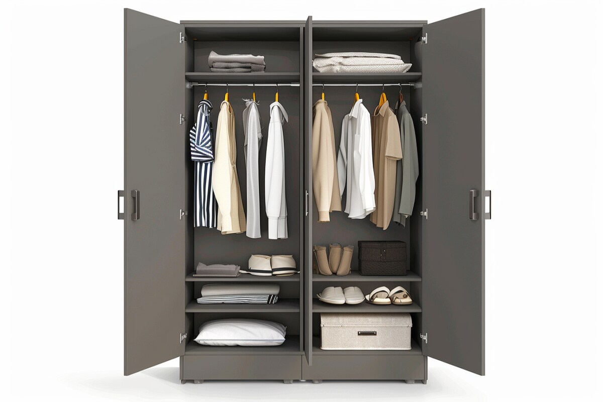 Modern Smoke Grey 2-Door Swing Wardrobe