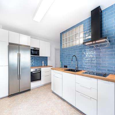 Blue Glass Kitchen Tiles