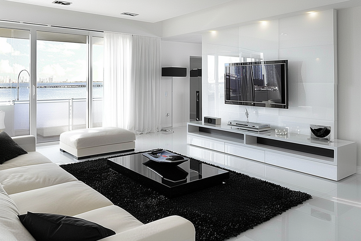 2 Classic Colourful Living Room Design With White TV Cabinet