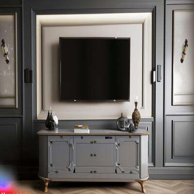 Modern TV Unit Design in Grey giving a Victorian look