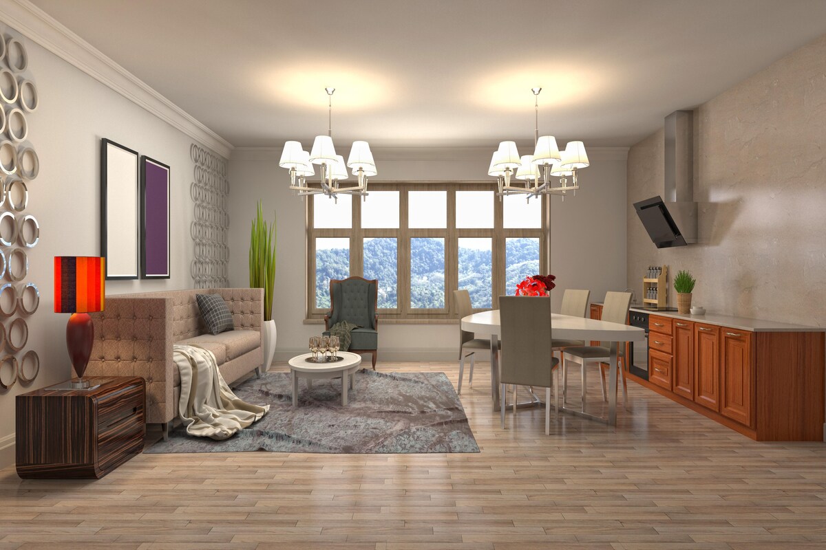 Spacious Multi-Purpose Living Room Design With Polished Wooden Flooring Spacious Multi-Purpose Living Room Design With Polished Wooden Flooring