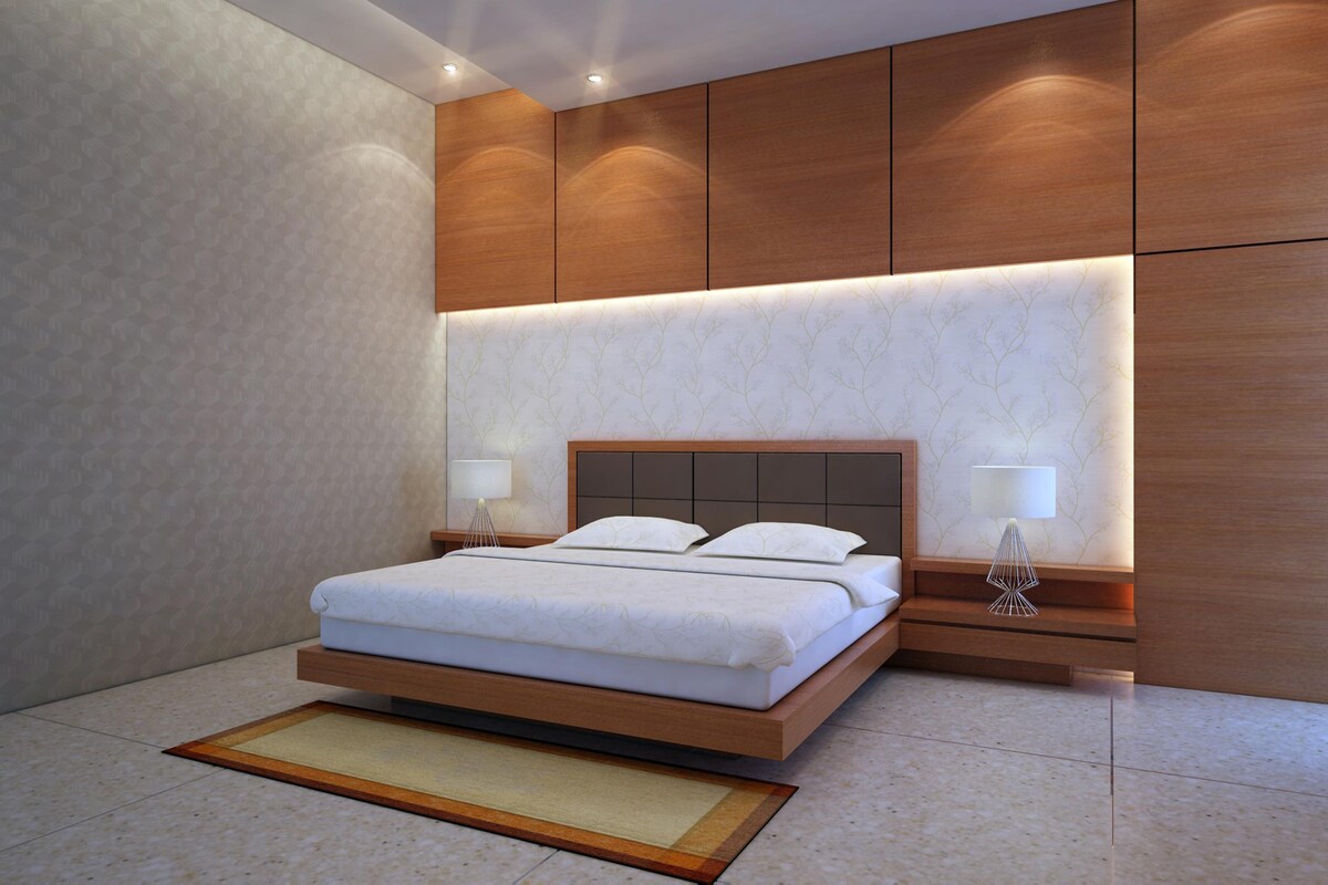 Master Bedroom Design with a Wooden Cupboard Master Bedroom Design with a Wooden Cupboard