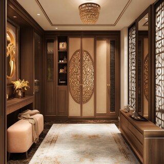 Contemporary Champagne-Toned 5-Door Swing Wardrobe Design