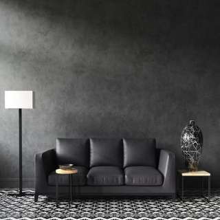Dark Aesthetic Living Room Design With A Leather Sofa And A Vase