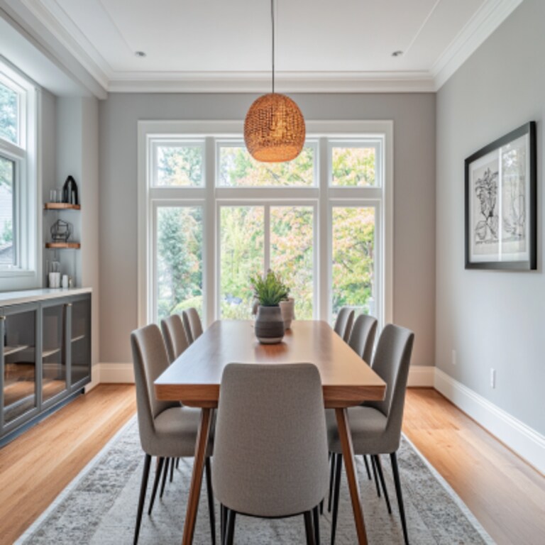 Modern Light Grey Dining Room Wall Paint Design