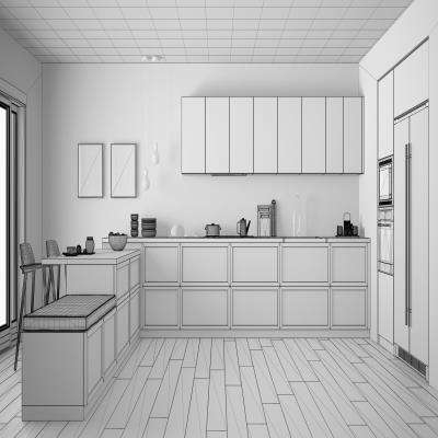 The 2-Dimensional White Modular Kitchen