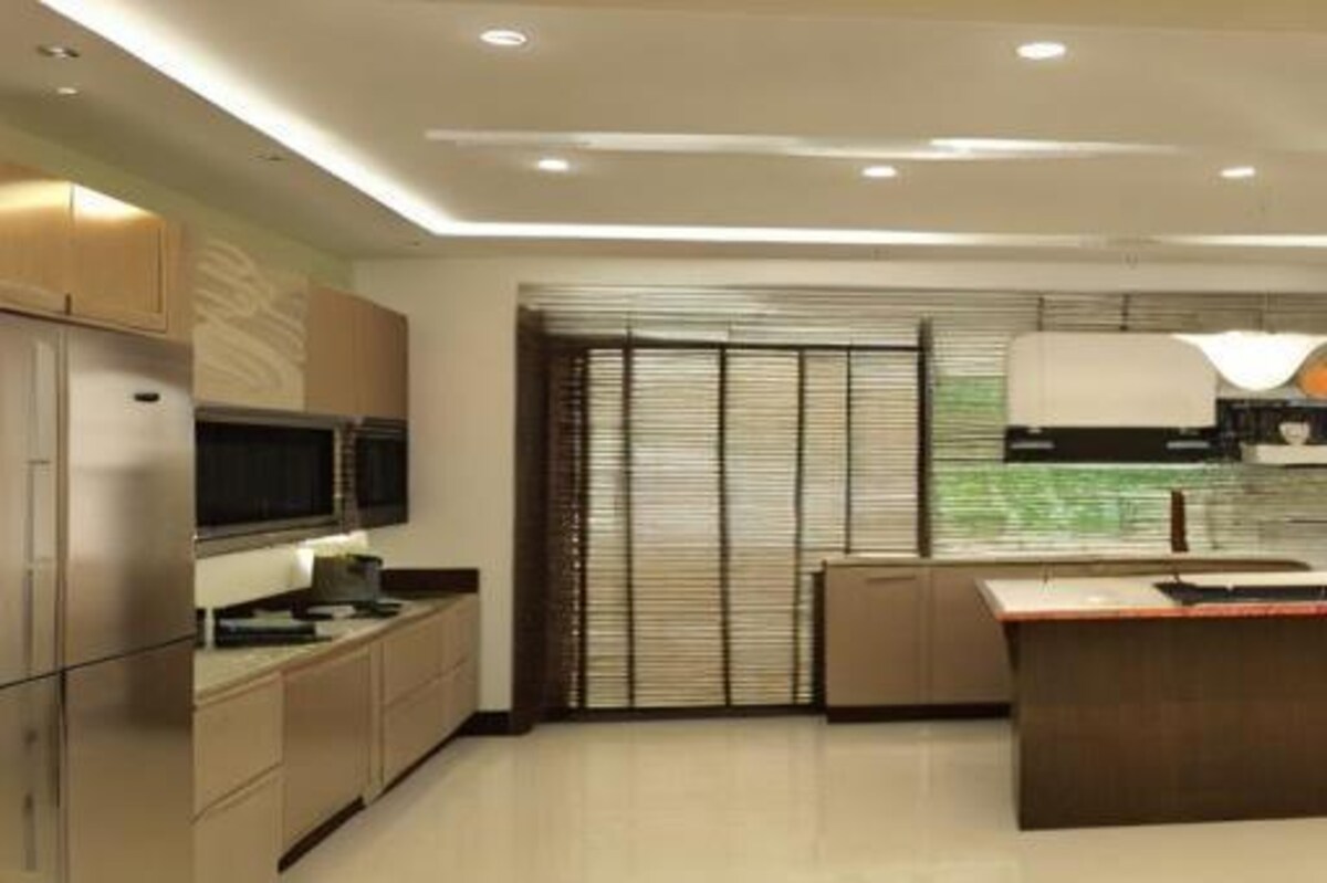 Peninsula Small Kitchen False Ceiling Design