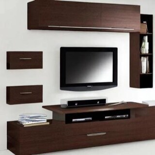 Contemporary TV Unit Design in Brown Laminate