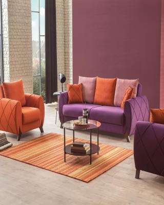 Living Room Design Featuring a Colour Blocking 3- Piece Furniture Set