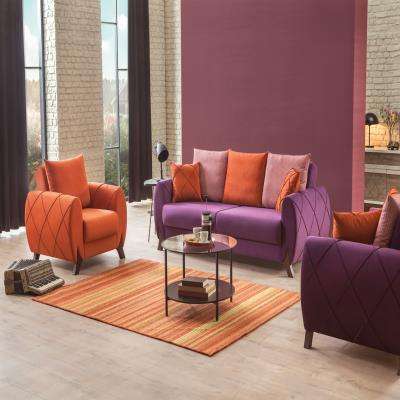 Living Room Design Featuring a Colour Blocking 3- Piece Furniture Set