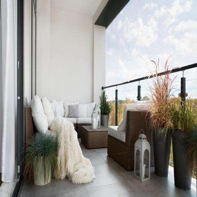 Elegant Balcony Design with White Chairs