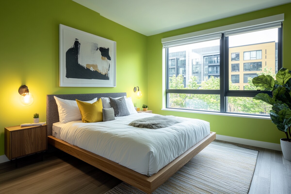 Modern Lime Green Bedroom Wall Paint Design