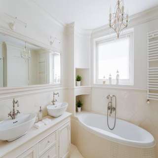Refined Creamy White Bathroom Design