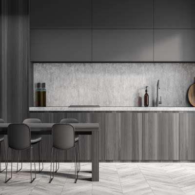 Grey Colour Modular Kitchen Design