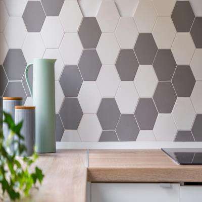 White and Grey Decorative Kitchen Tiles