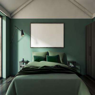 Classy Dark green master bedroom