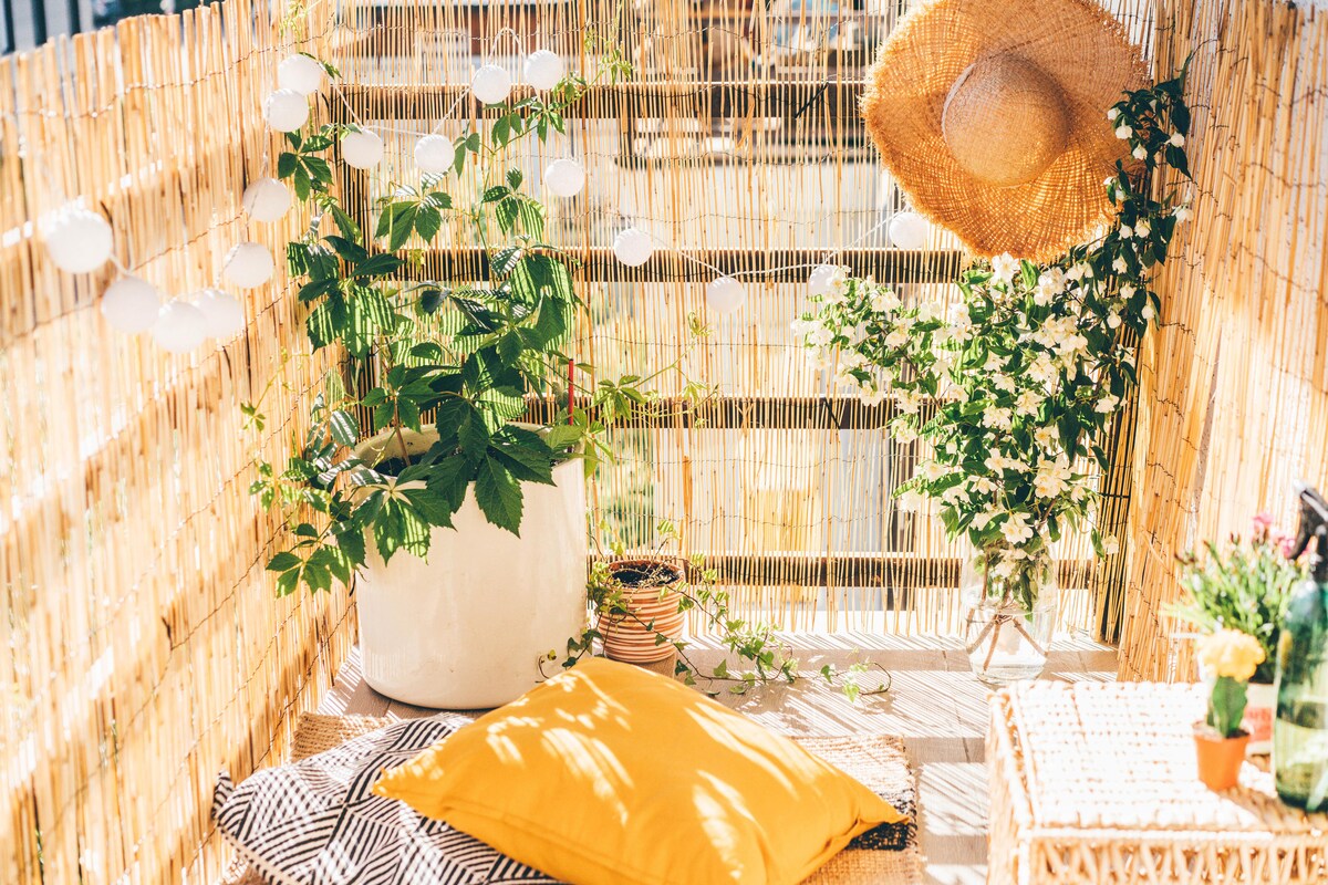 Cosy Balcony Design with String Lights