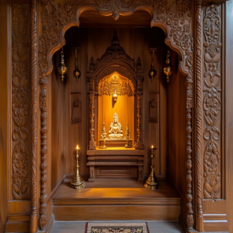 Indian Traditional Mandir Design With Wooden Finish