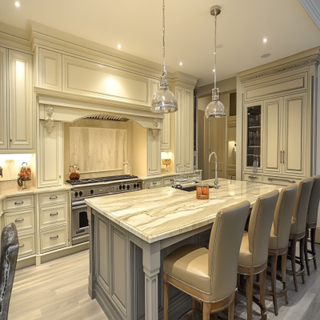 Classic Regalia Grey And Cream-Toned Modula Island Kitchen Design