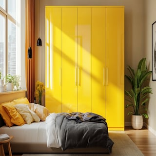 5-Door Full-Height Swing Wardrobe Design In Bright Modern Yellow