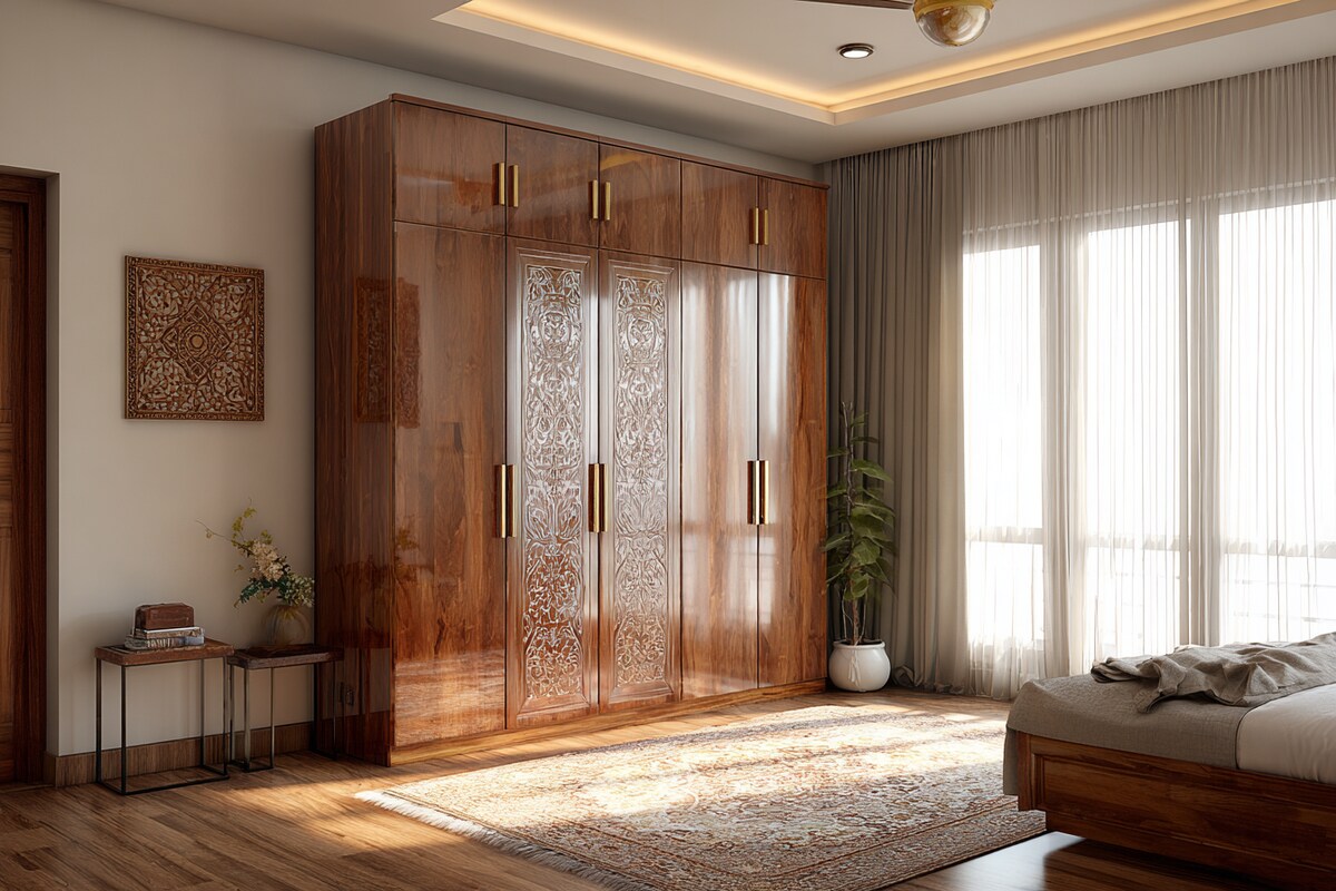 5-Door Modern Swing Wardrobe Design in FLT Heritage Finish 5-Door Modern Swing Wardrobe Design in FLT Heritage Finish