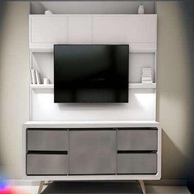 Modern TV Unit Design in White with a glossy finish