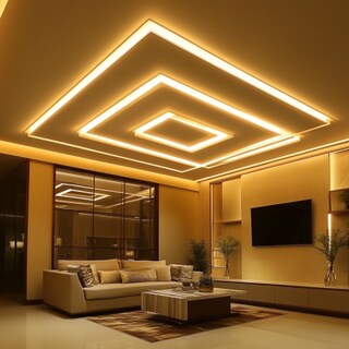 Contemporary Square POP Peripheral False Ceiling Design